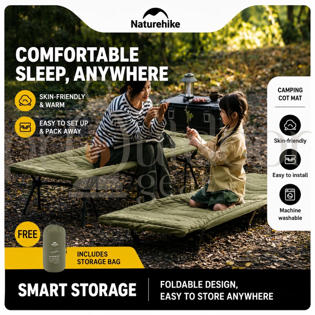 NATUREHIKE NH20MSD04 / CNK2300DZ022 Cot Bed Cotton Sleeping Pad Portable Folding Bed Mat