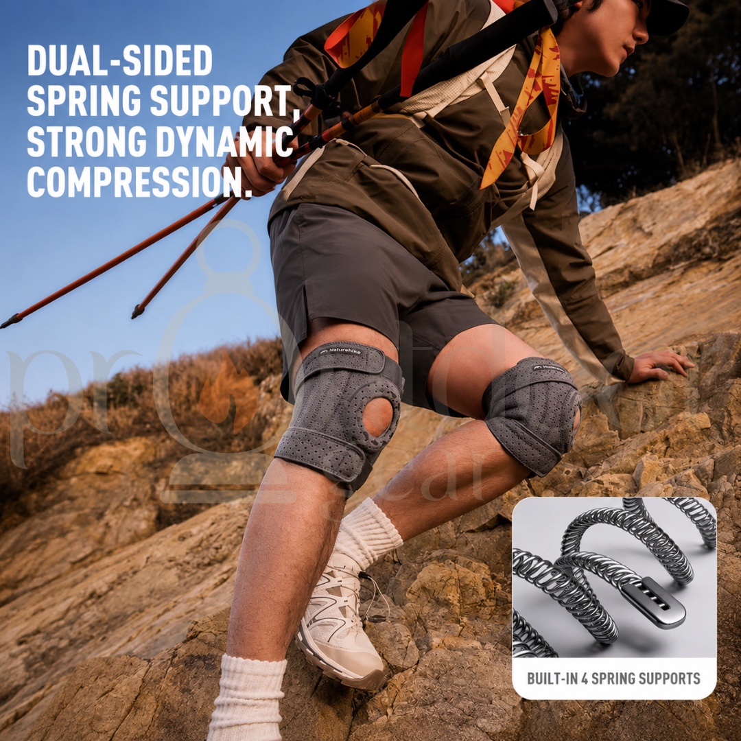 NATUREHIKE CNK2650DS010 4-Spring Knee Support Hiking Knee Brace Running Trekking Cycling Gym Patella Protector