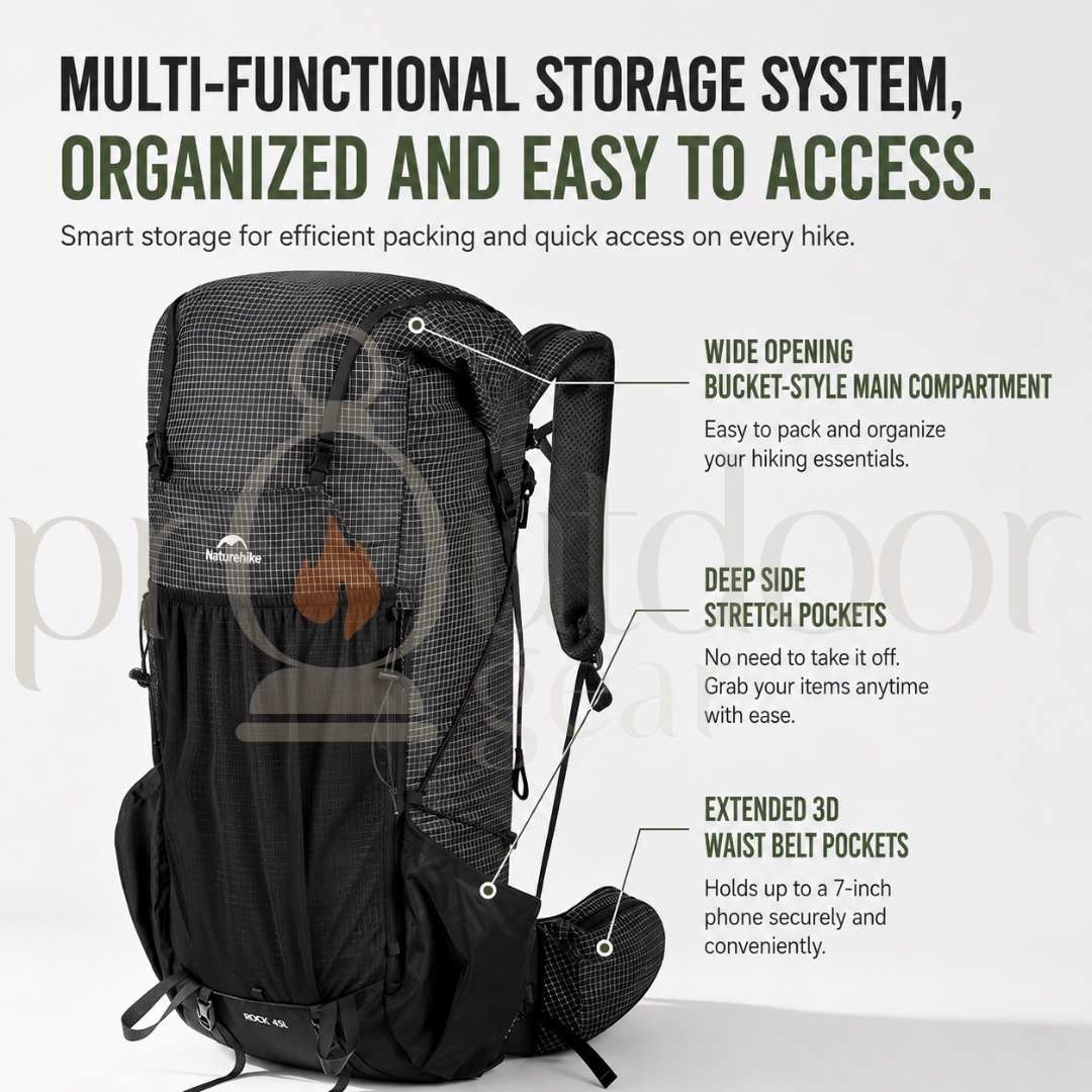 Naturehike Rock Series Hiking Backpack 2.0 Upgrade 30L 45L 60L Size M L Men Women Frame Support Camping Outdoor Travel