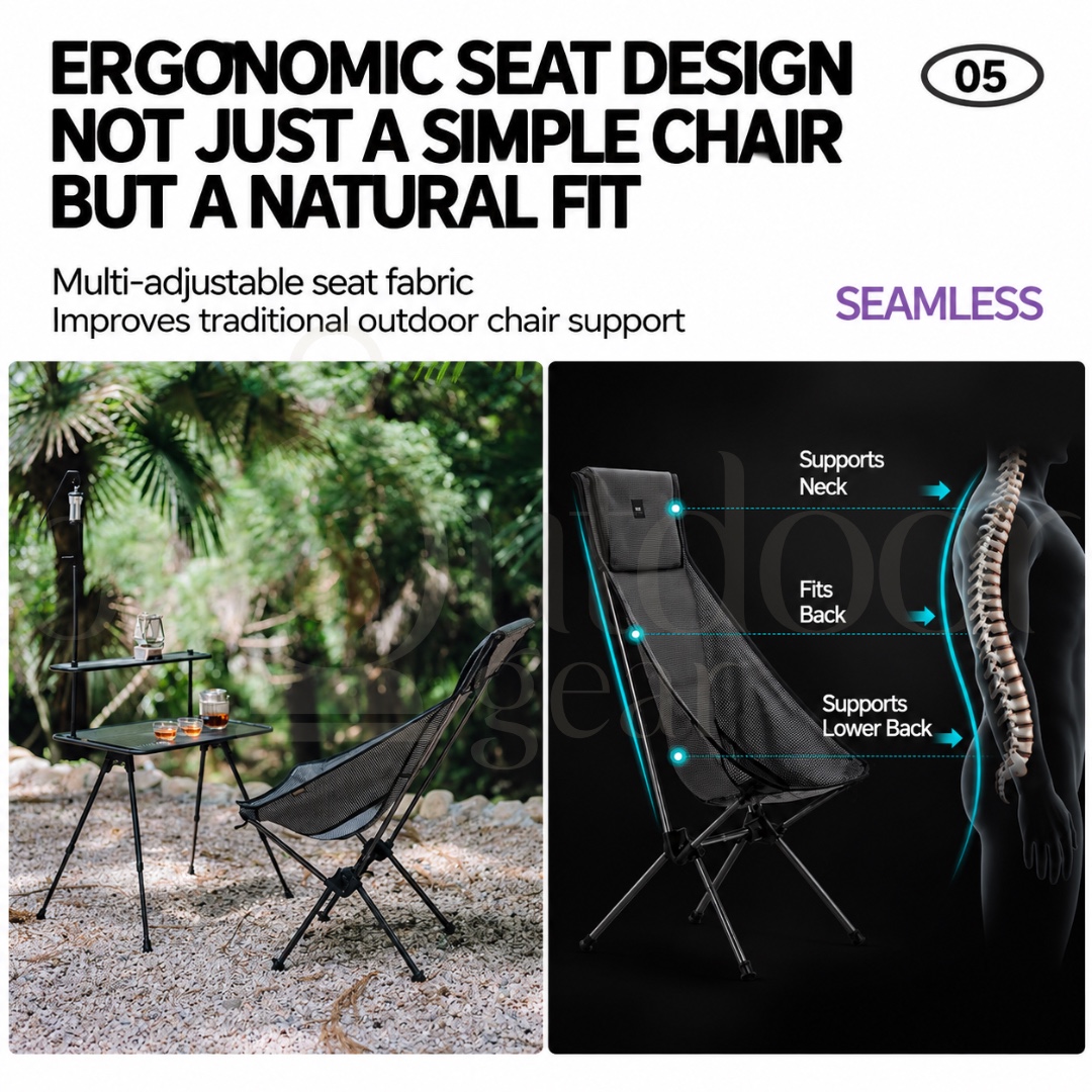 GOOUT SPRINGHILL High Back Moon Chair Carbon Fiber Lightweight Folding Camping Chair Outdoor Portable Chair