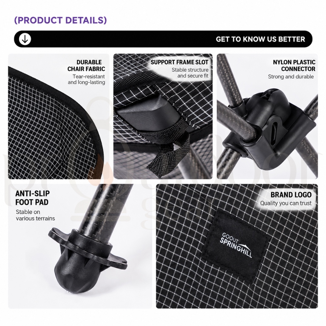 GOOUT SPRINGHILL High Back Moon Chair Carbon Fiber Lightweight Folding Camping Chair Outdoor Portable Chair