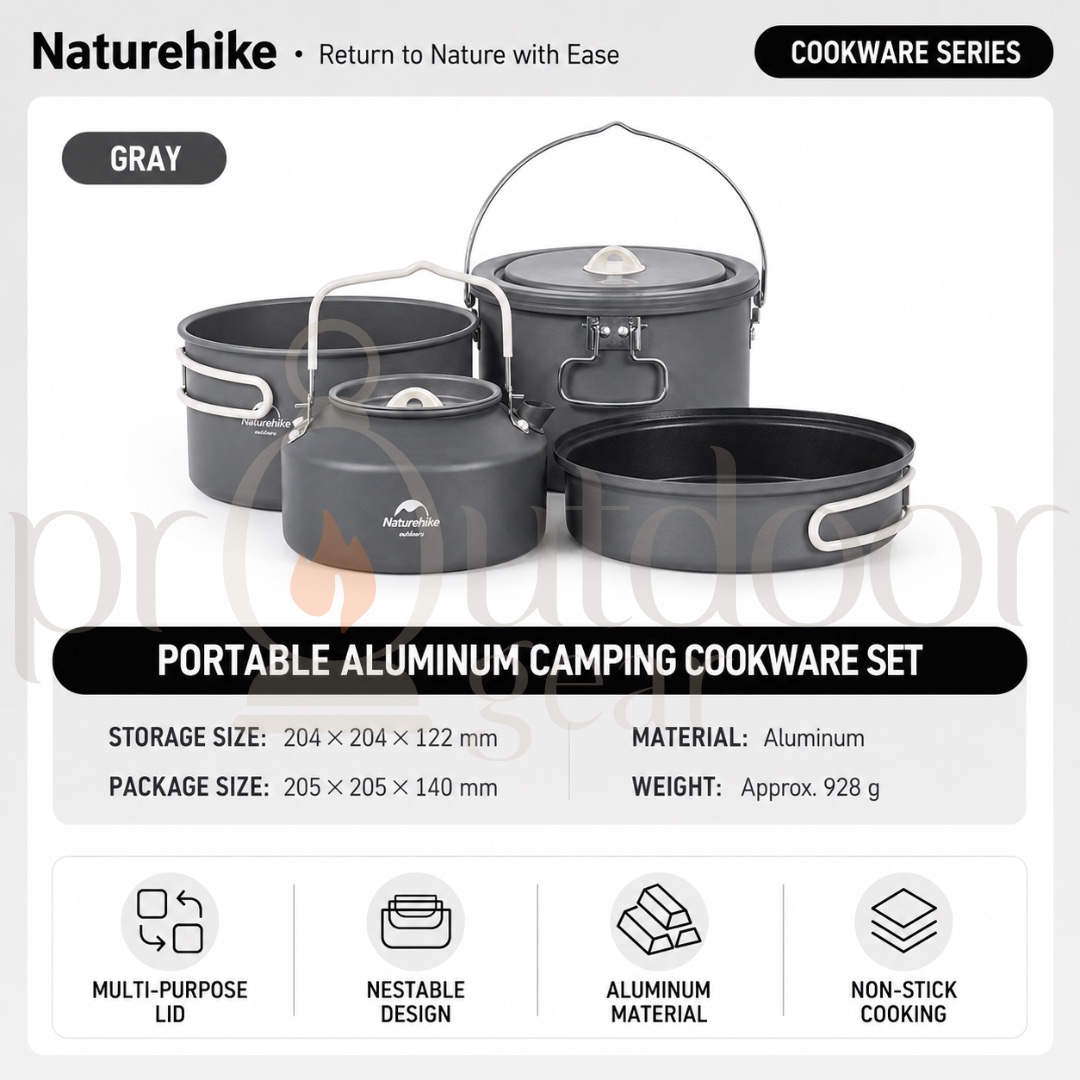 NATUREHIKE CNH22CJ002 JianXing Outdoor Camping Aluminum Alloy Pot Storage Tableware Pots Kitchenware Cooking Set