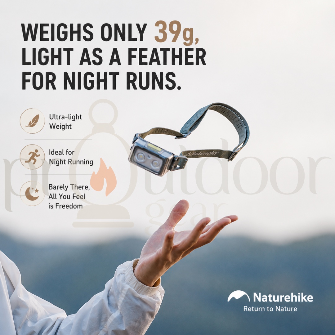 NATUREHIKE CNK2550ZM011 Xing ye Pro Headlamp IP65 Waterproof Ultralight 39g Rechargeable Outdoor Night Running Headlight