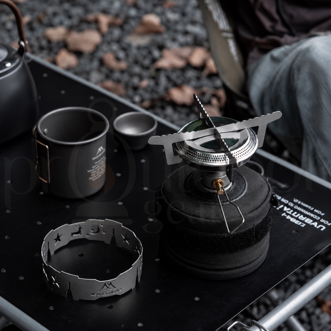 MOUNTAINHIKER SZK1448 Portable Camping Gas Stove 2300W Detachable Windshield Lightweight Backpacking Stove