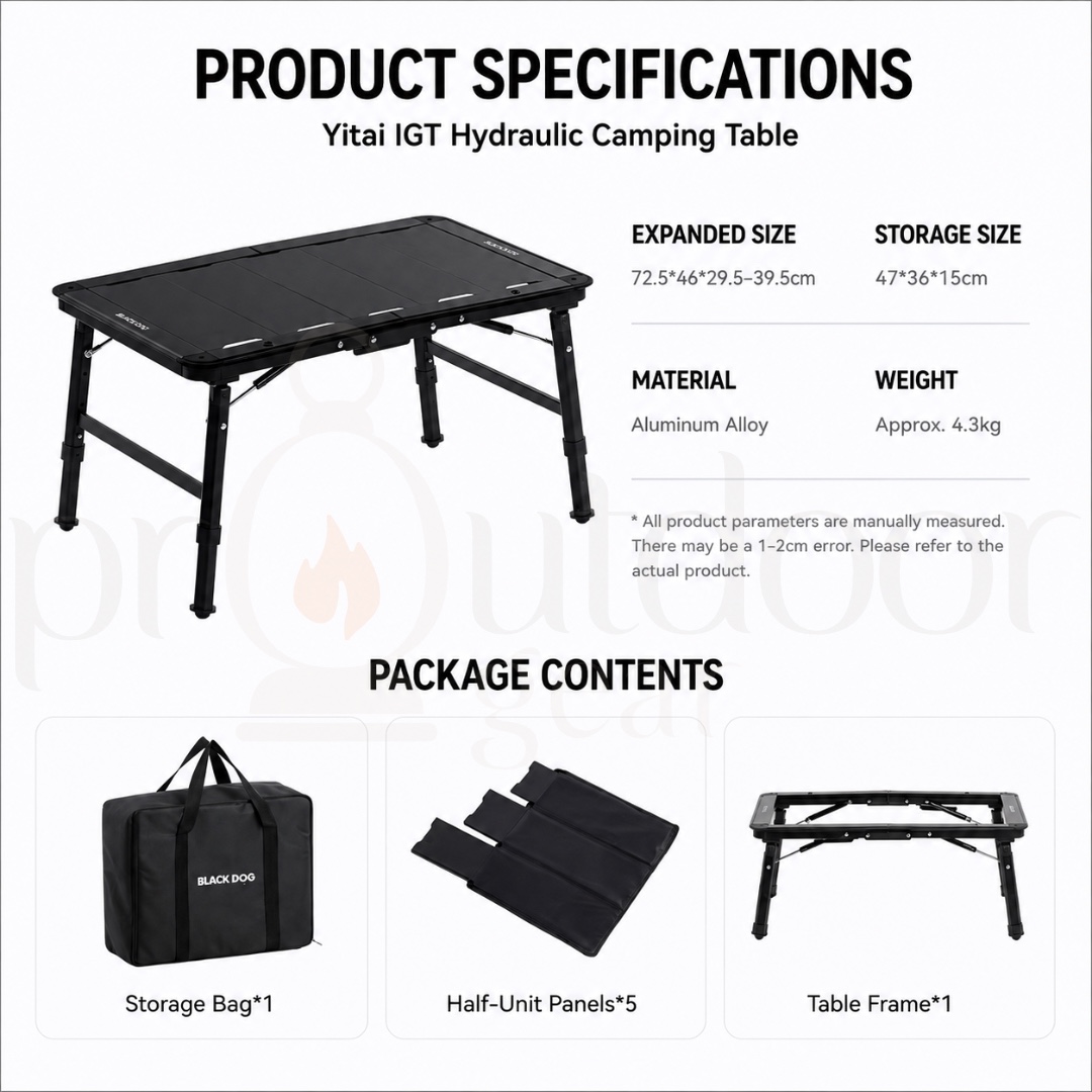 BLACKDOG CBD2650JJ013 YITAI IGT Camping Table 2.5 Unit Foldable Outdoor Aluminum Alloy Adjustable Height Portable Picnic