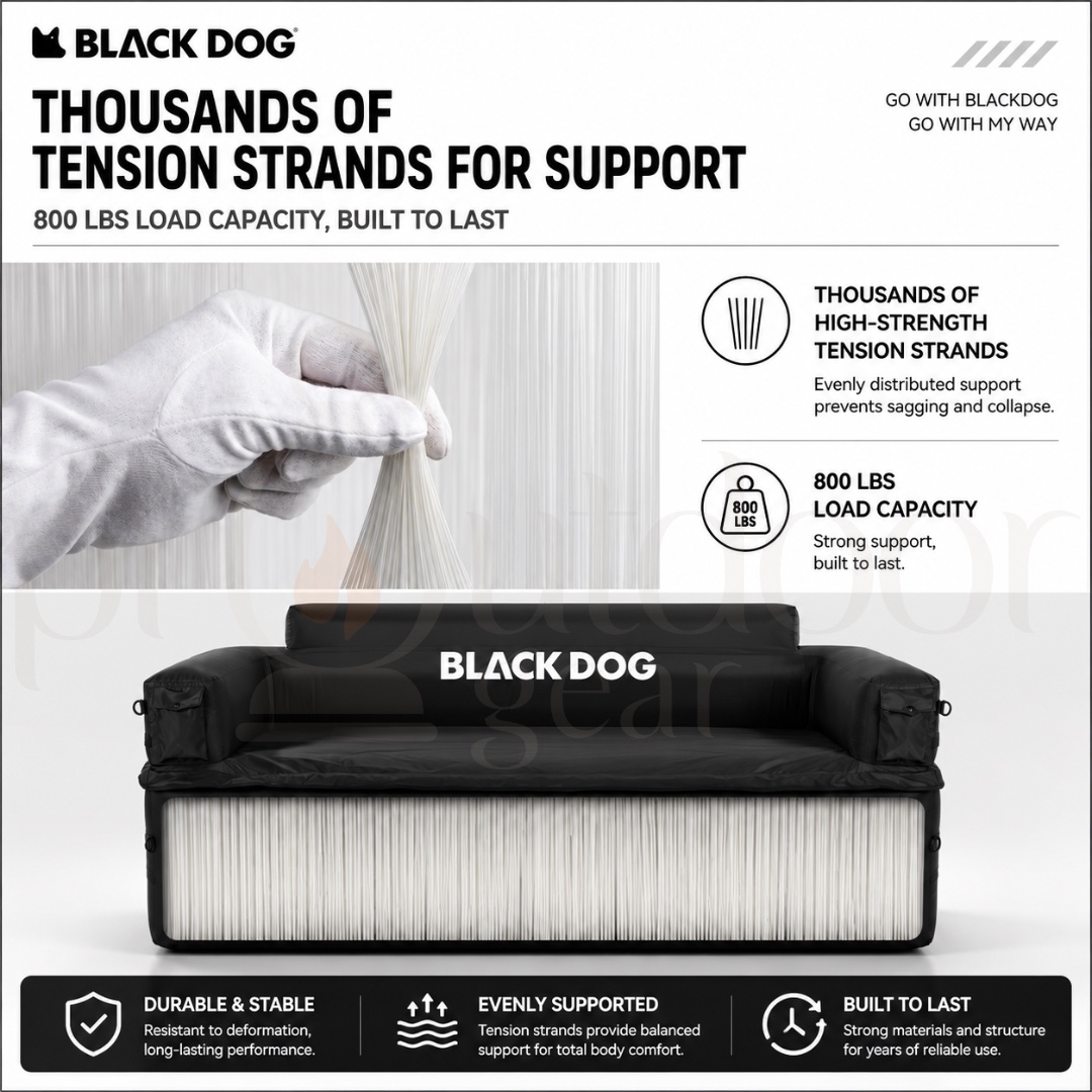 BLACKDOG CBD2550WS072 Dreamer 2-Person Inflatable Sofa Built-in Air Pump Camping Air Couch Portable Outdoor Air Sofa
