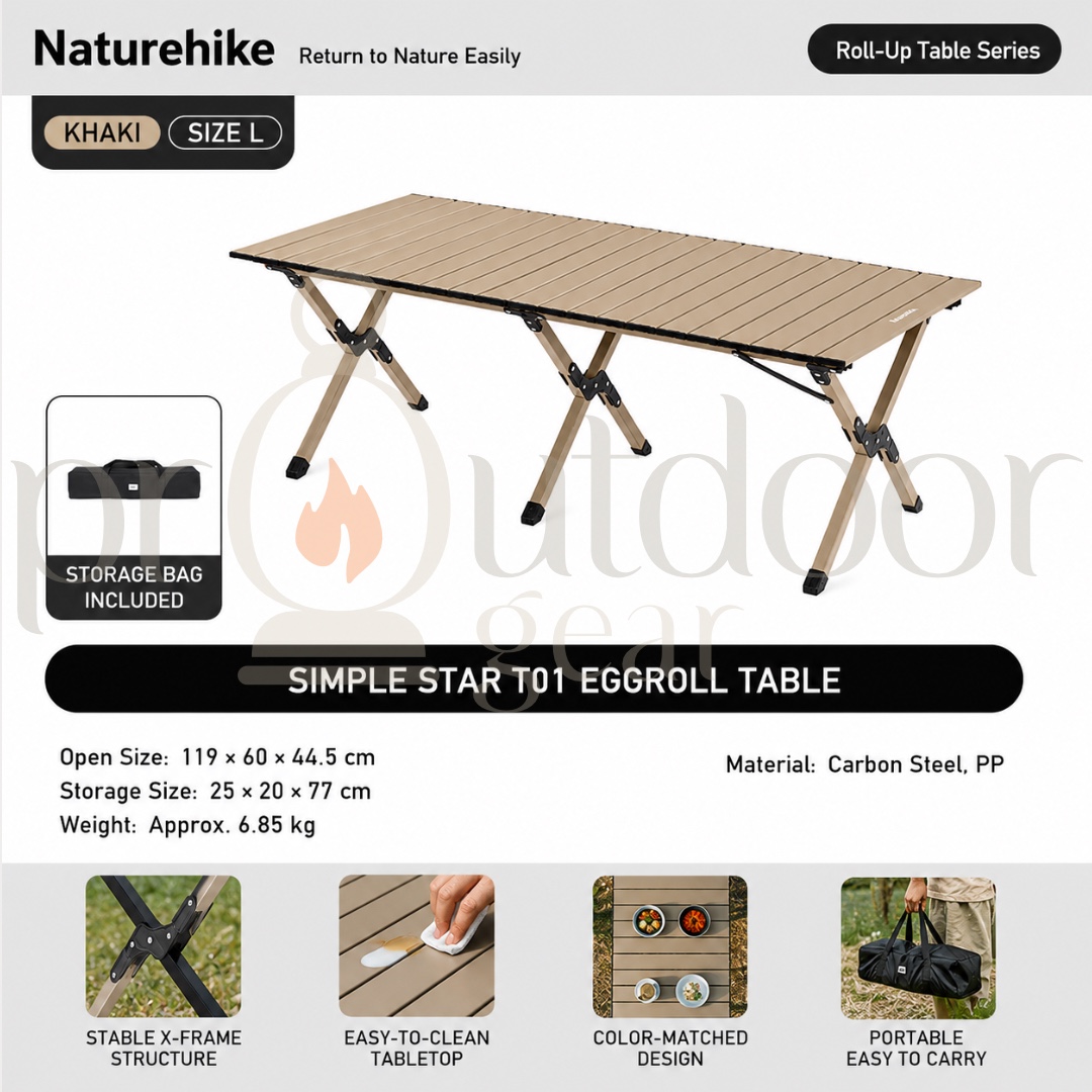 NATUREHIKE CNK2550JJ018 Star Jane T01 Egg Roll Folding Table Portable