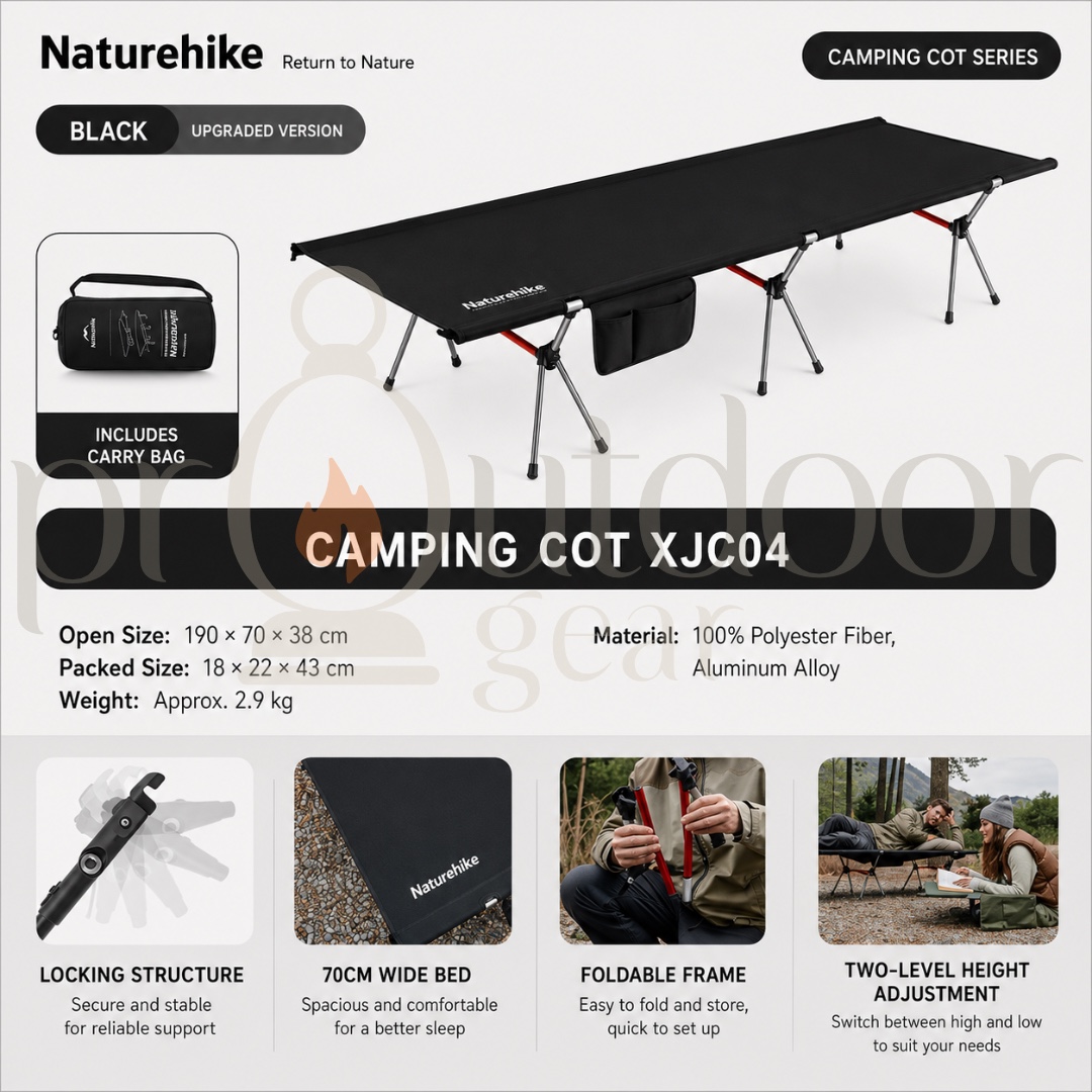 NATUREHIKE NH19JJ006 Outdoor Camping Bed 2.3kg Portable Tent Cot Foldable Sturdy Single Bed Camping Bed Hiking Travel