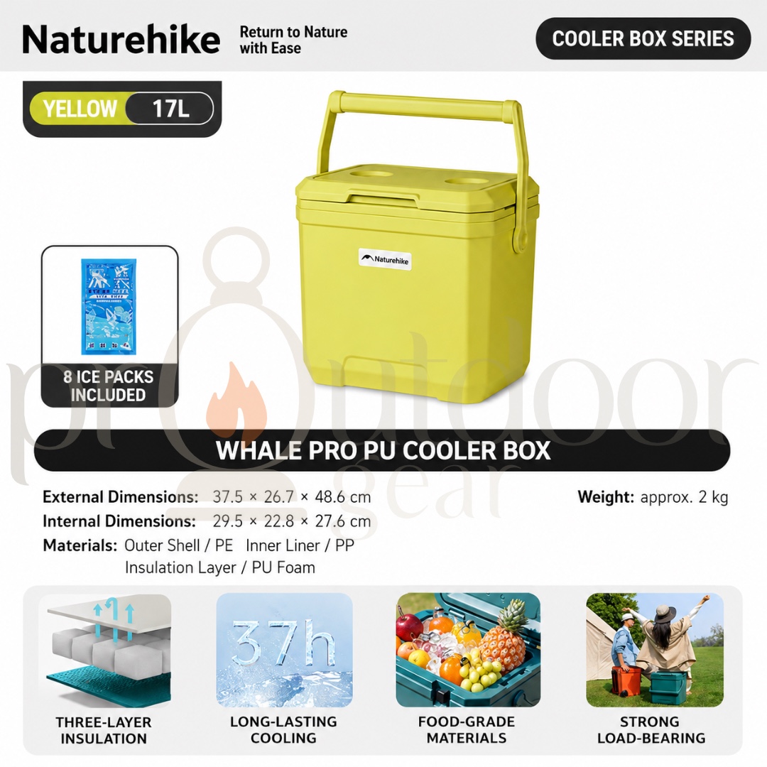 NATUREHIKE CNK2650CF012 Whale Pro PU Cooler Box 17L 24L 36L Ice Cooler Box Camping Picnic Outdoor Insulated Cooler