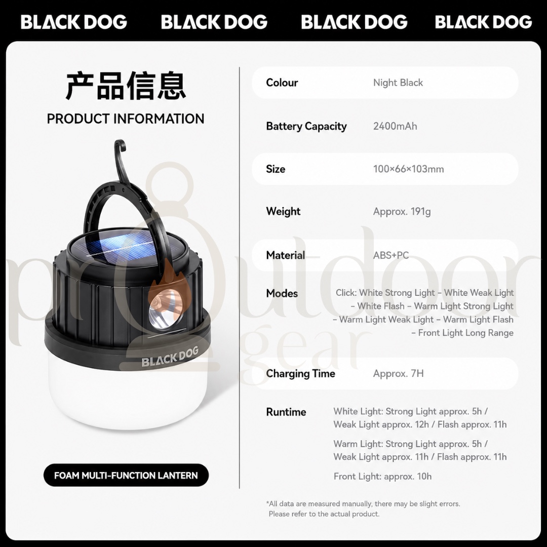 BLACKDOG CBD2550ZM031 Foam Multi-Function Camping Lantern Solar Rechargeable LED Lantern Outdoor Emergency Light