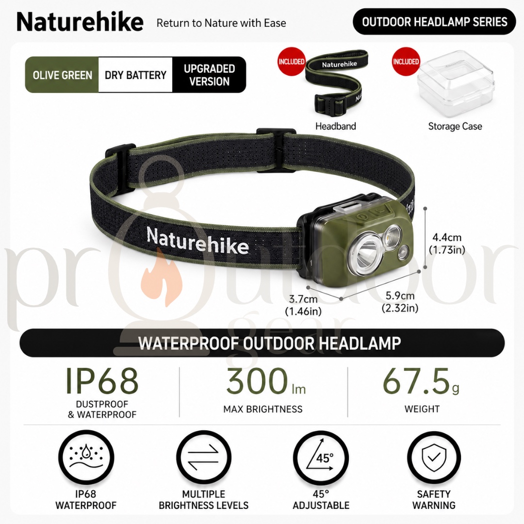 NATUREHIKE CNK2300DQ016 IP68 Headlamp Waterproof Dustproof Ultralight Tent Latren Head lamp Hiking Fishing Lights