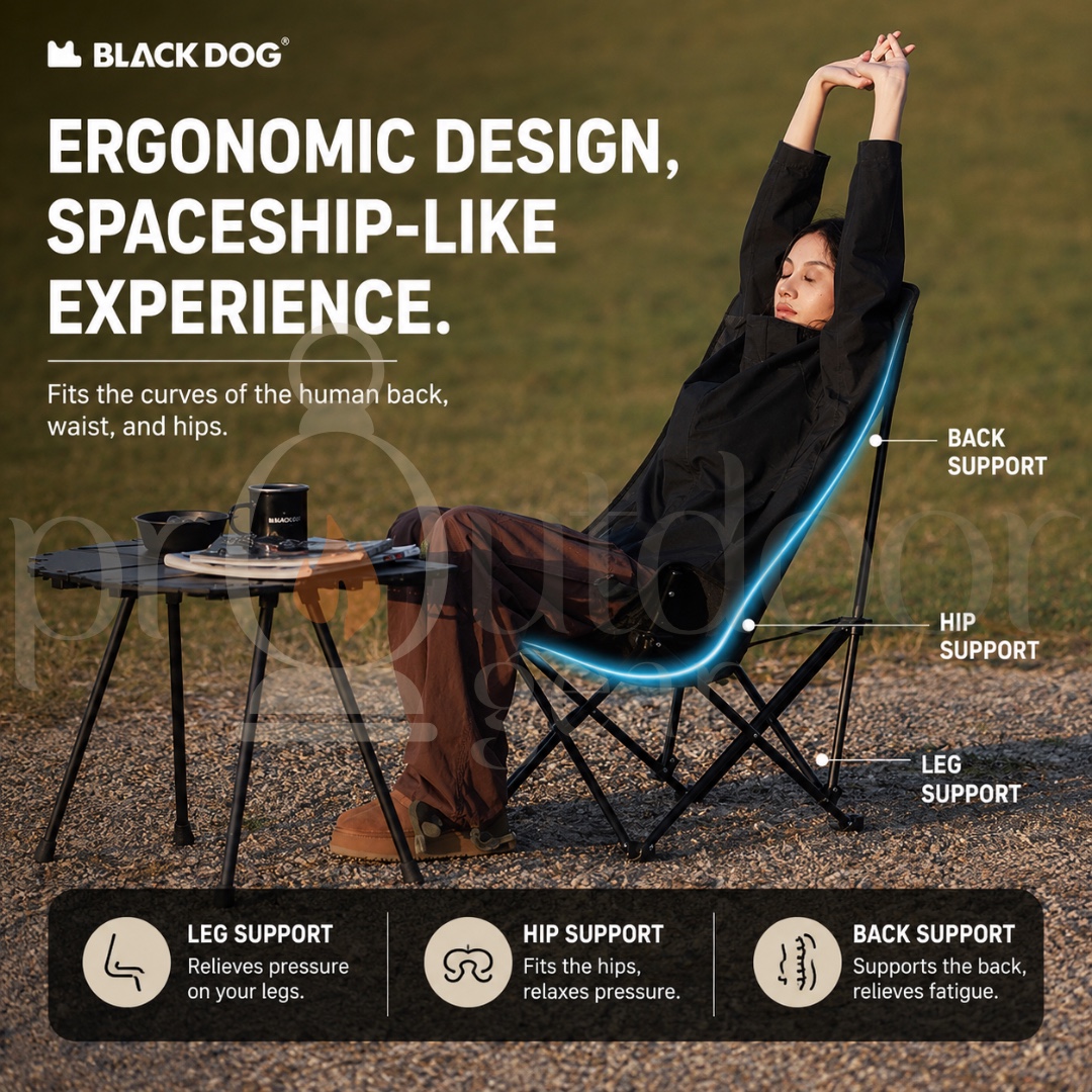 BLACKDOG Fuyue Camping High Back Moon Chair Foldable Portable Outdoor Picnic Fishing Camping Chair