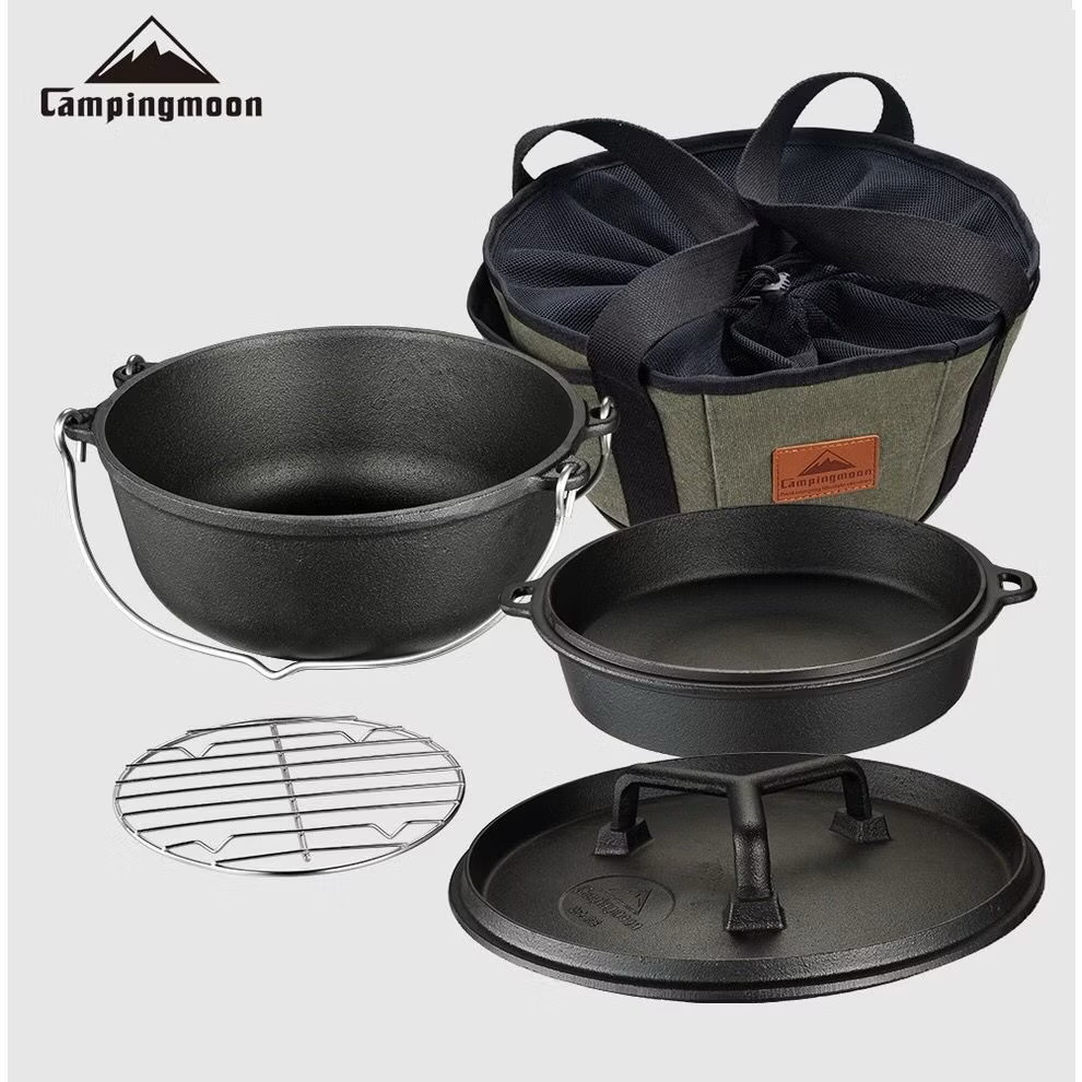 Campingmoon Dutch Oven DO-28 Dutch Oven Cast Iron Pot Camping Cooking Pot