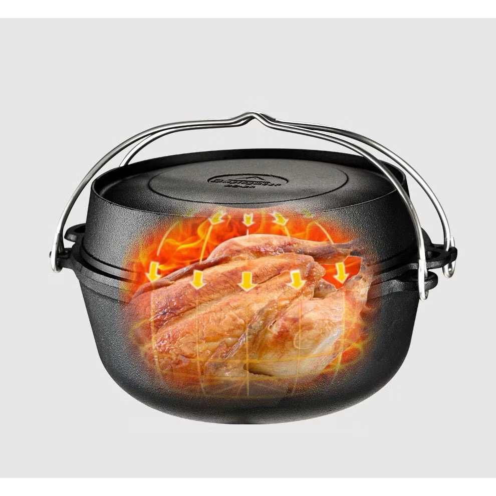 Campingmoon Dutch Oven DO-28 Dutch Oven Cast Iron Pot Camping Cooking Pot