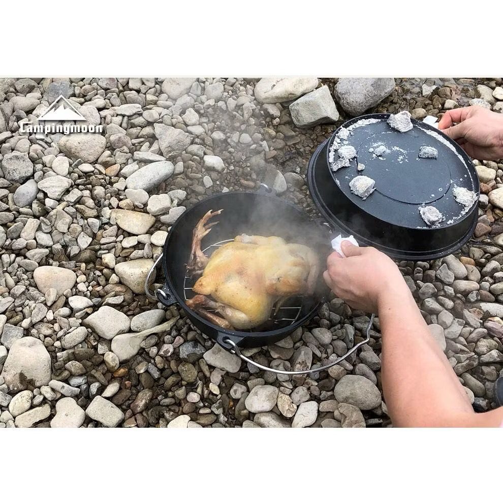 Campingmoon Dutch Oven DO-28 Dutch Oven Cast Iron Pot Camping Cooking Pot