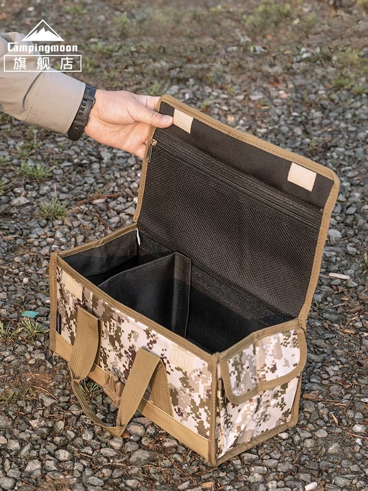 CAMPINGMOON B-150 Bottom Waterproof Outdoor Camping Tent Stakes Hammer Multi-Container Box Camouflage Storage Bag