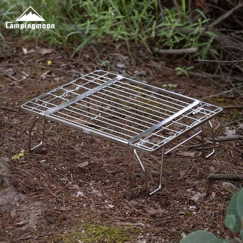 Campingmoon FD-13 Stainless Steel Low Height Telescopic Camping Table Under Storage Multi-Purpose Foldable Organizer