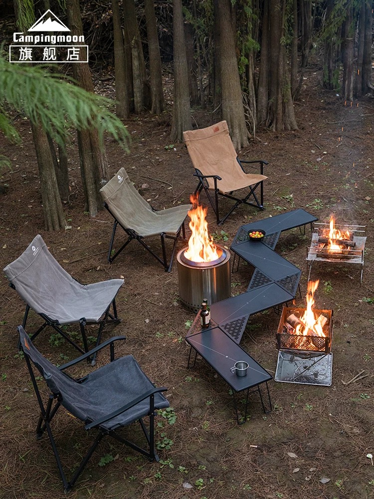 Campingmoon F-1002C/F-1003C Chair Small Size Foldable Aluminium Alloy Camping High Back Rest Arm chair