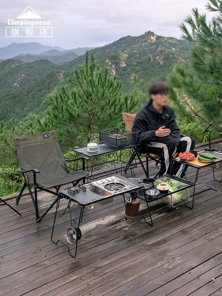 Campingmoon F-1002C/F-1003C Chair Small Size Foldable Aluminium Alloy Camping High Back Rest Arm chair