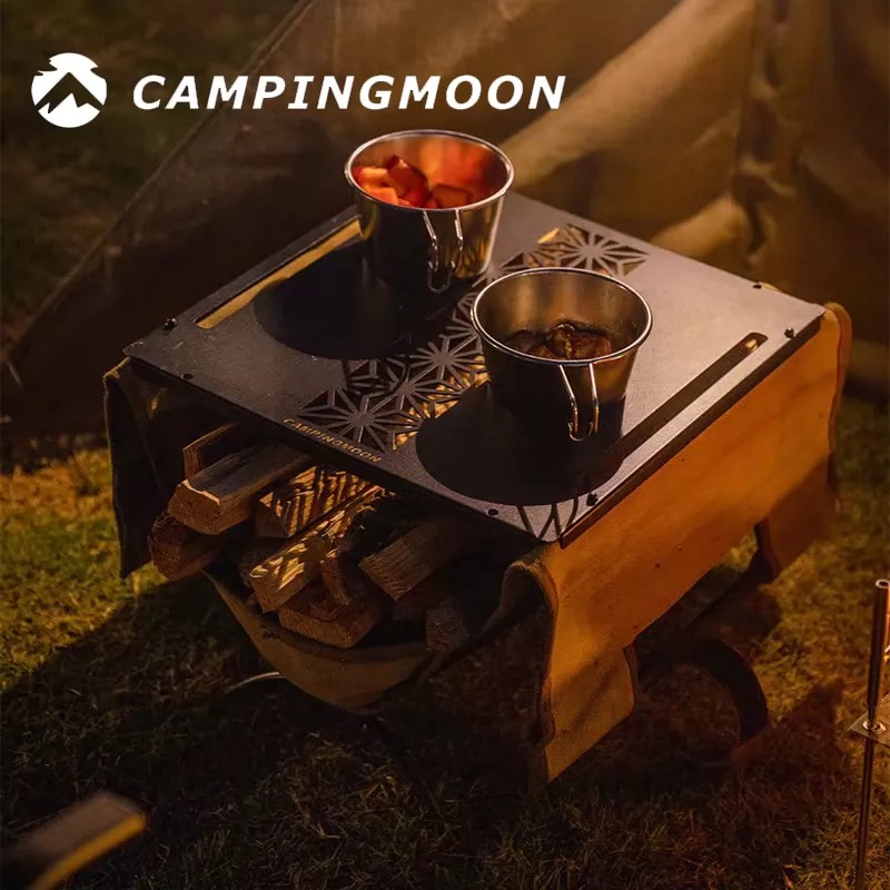 Campingmoon camping canvas firewood bag B-285 outdoor fire partner firewood table iron frame