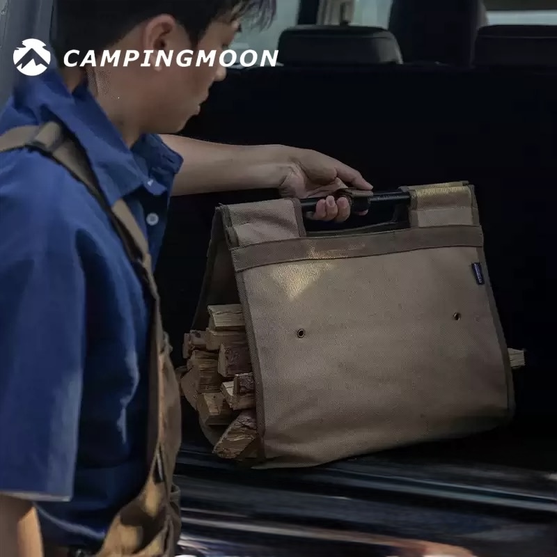 Campingmoon camping canvas firewood bag B-285 outdoor fire partner firewood table iron frame