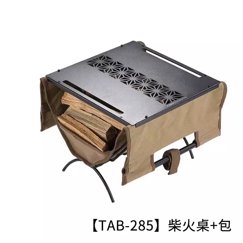 Campingmoon camping canvas firewood bag B-285 outdoor fire partner firewood table iron frame