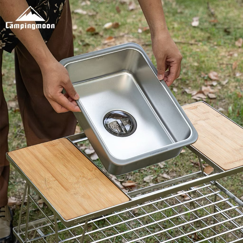 Campingmoon CK-26 IGT Sink Unit – 304 Stainless Steel Outdoor Camping Wash Basin for Dishwashing & Food Prep