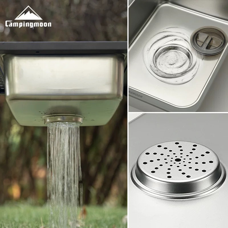 Campingmoon CK-26 IGT Sink Unit – 304 Stainless Steel Outdoor Camping Wash Basin for Dishwashing & Food Prep