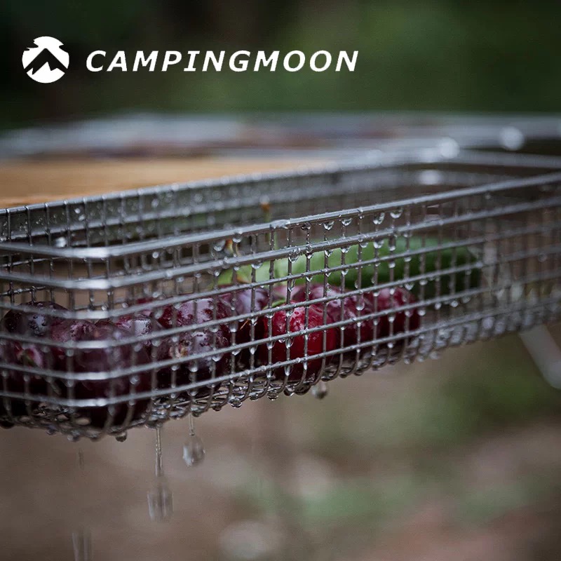 Campingmoon CK-10 Hanging Tableware Basket – Outdoor Camping 304 Stainless Steel Drainage Storage Basket