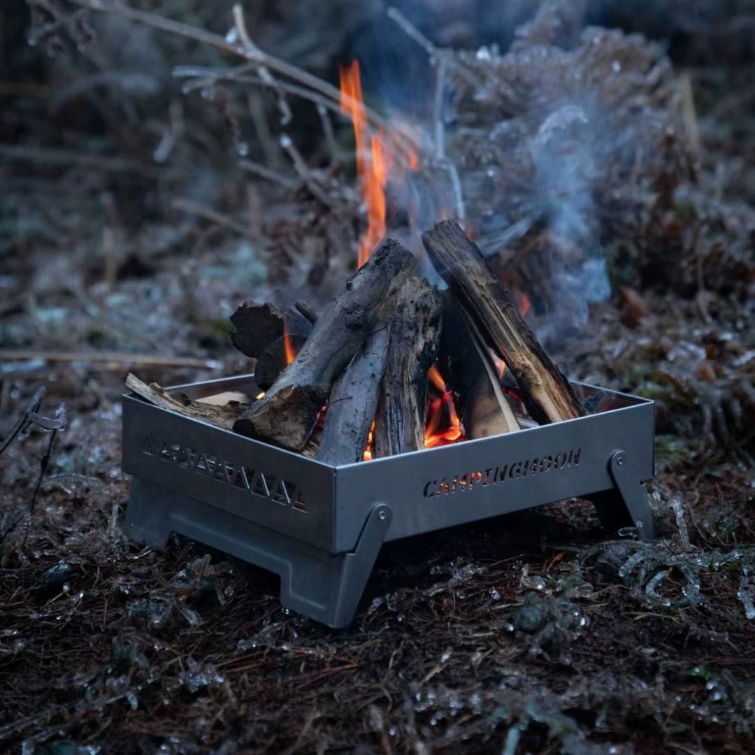Campingmoon MT-6-LT Stainless Steel Brazier Portable Camping Picnic BBQ Charcoal Firewood Brazier Foldable