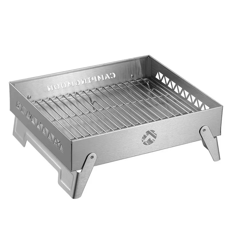 Campingmoon MT-6-LT Stainless Steel Brazier Portable Camping Picnic BBQ Charcoal Firewood Brazier Foldable