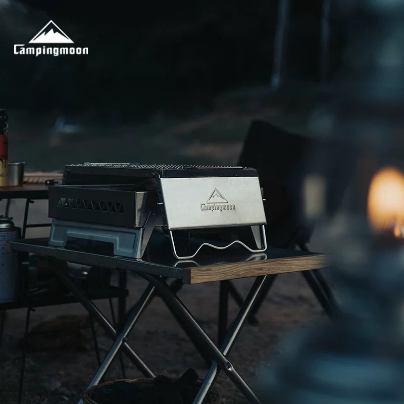 Campingmoon MT-6-LT Stainless Steel Brazier Portable Camping Picnic BBQ Charcoal Firewood Brazier Foldable