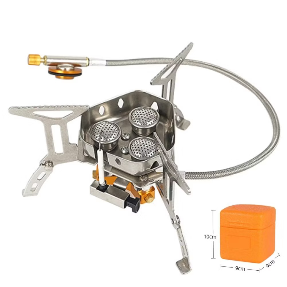 [CLS] BBQ Outdoor Camping Gas Stove Windproof Outdoor Gas Burner Portable 5800W High Power Three Head Stove