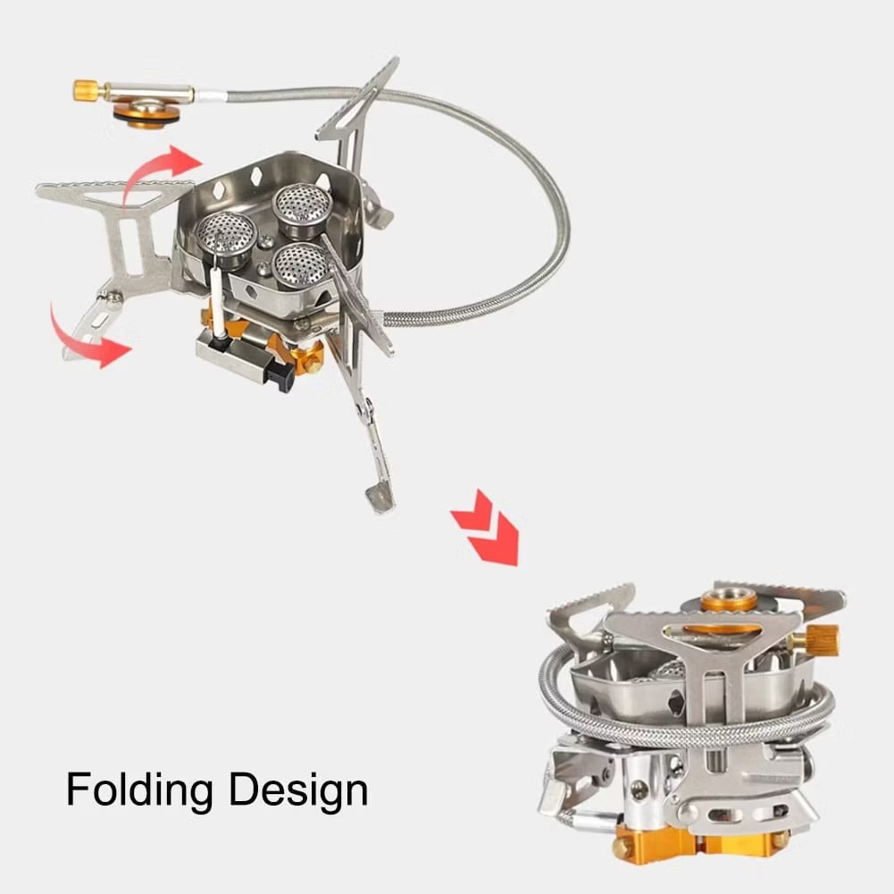 [CLS] BBQ Outdoor Camping Gas Stove Windproof Outdoor Gas Burner Portable 5800W High Power Three Head Stove