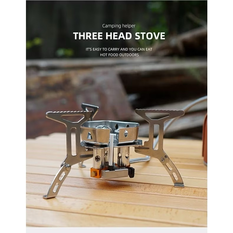 [CLS] BBQ Outdoor Camping Gas Stove Windproof Outdoor Gas Burner Portable 5800W High Power Three Head Stove
