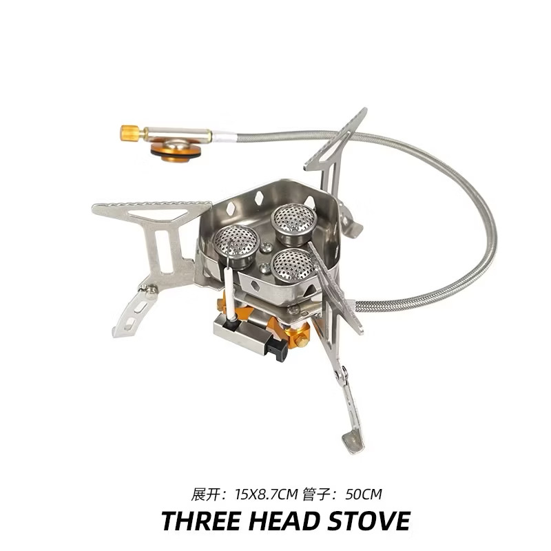 [CLS] BBQ Outdoor Camping Gas Stove Windproof Outdoor Gas Burner Portable 5800W High Power Three Head Stove