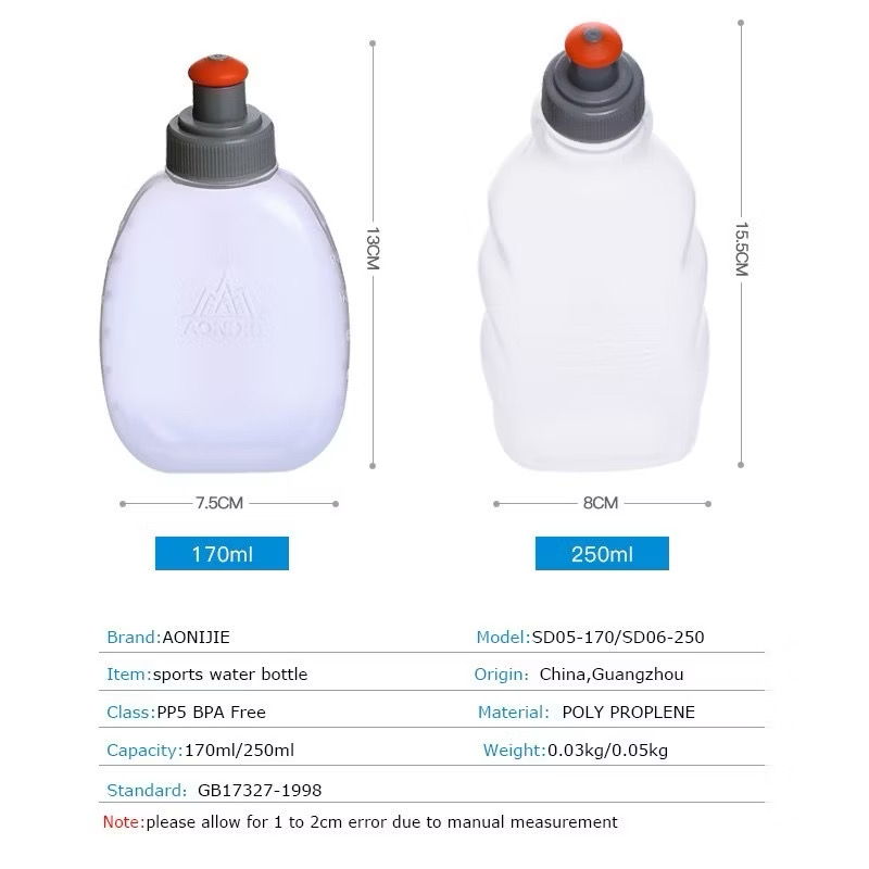 AONIJIE SD05 SD06 Water Bottle 170ml 250ml Flask Storage Container BPA Free For Running Belt Backpack Waist Bag 