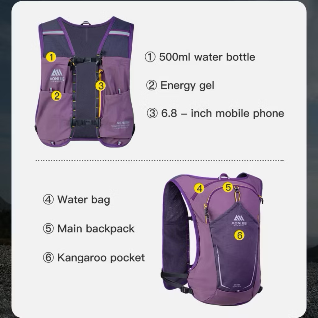 Aonijie C9125 8L Hydration Running Vest Hiking Backpack Lightweight for Trail Cycling Race