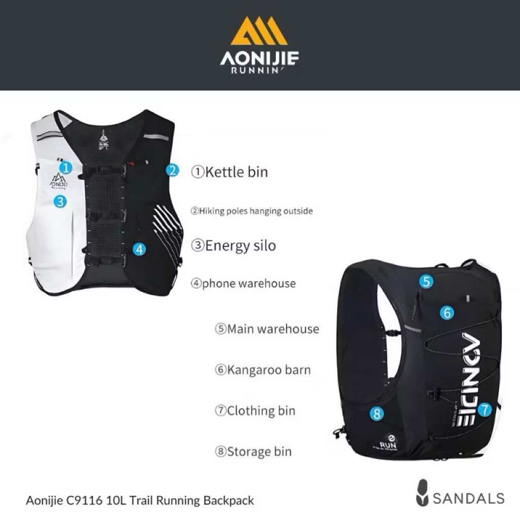 Aonijie C9116 10L Running Hydration Backpack