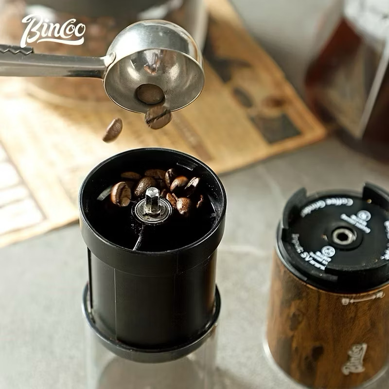 BINCOO Electric Bean Grinder Steel Burrs Coffee Bean Grinder Mini Household Portable Wood Grain GrindingCoffee Appliance