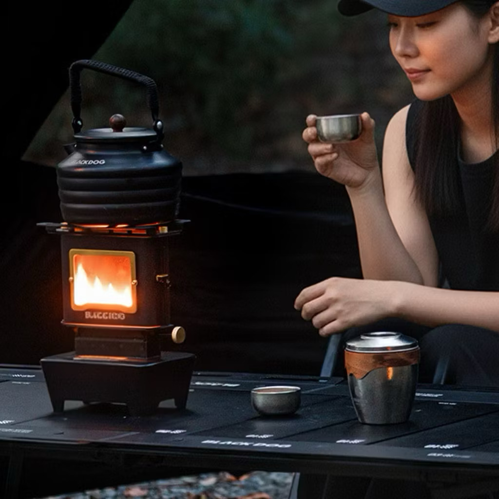 BLACKDOG  Fireplace Mini Desktop Ornamental Heater Outdoor Retro Tea-Brewing Stove Kerosene Lamp