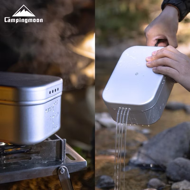 Campingmoon H-1609/H-2013 Outdoor Products Hard Alumina Portable Lunch Box Open Flame Heating Picnic Camping Lunch Box