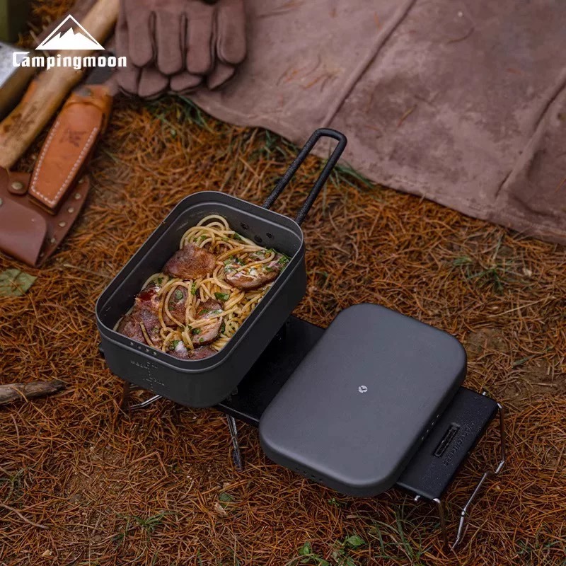 Campingmoon H-1609/H-2013 Outdoor Products Hard Alumina Portable Lunch Box Open Flame Heating Picnic Camping Lunch Box
