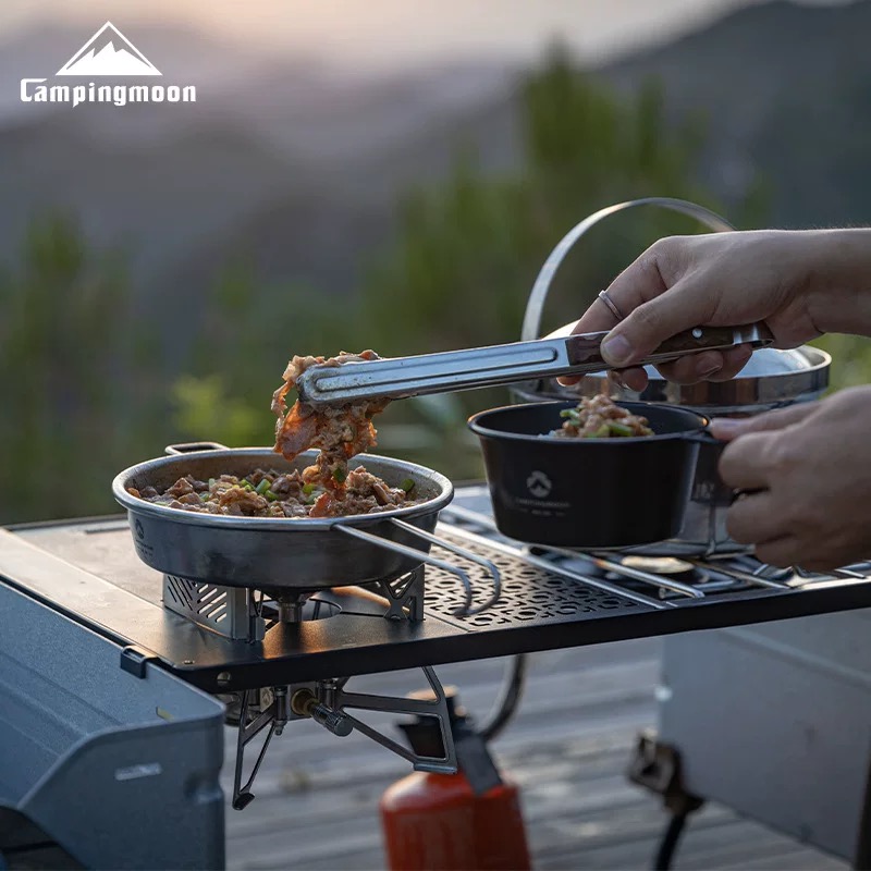 Campingmoon crocodile meat clip MS-40 outdoor multi-purpose teak handle anti-scalding barbecue clip stainless steel