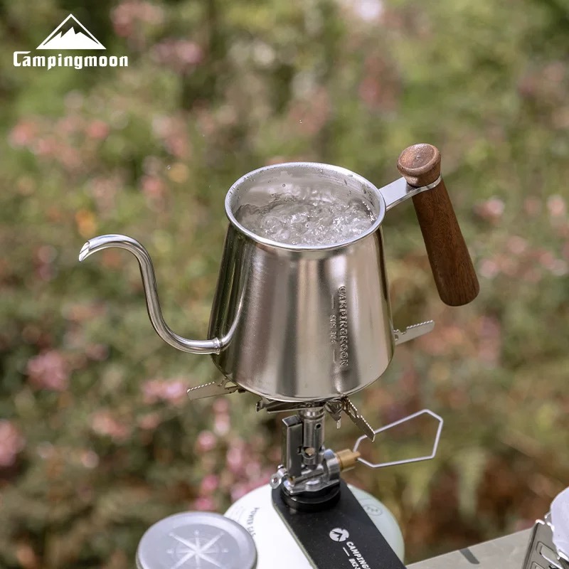 Campingmoon Coffee Drip Kettle SW-3 – Fine Spout, Anti-Leak, Anti-Scald Black Walnut Handle Outdoor Pour Over Coffee Pot