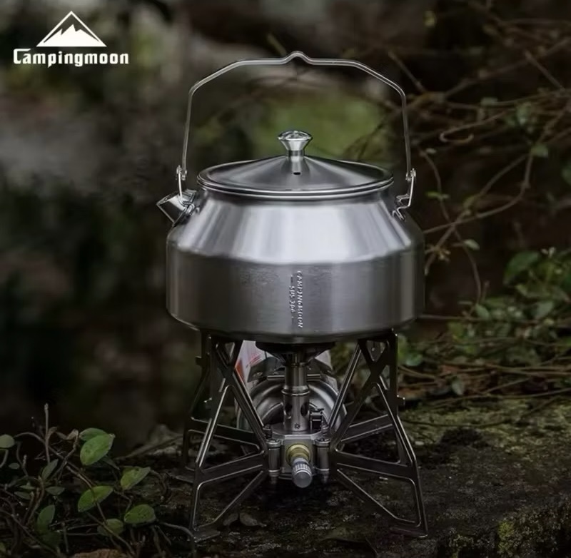 Campingmoon BKSW-1/SW-1 Camping Cookware Equipment 304 Stainless Steel Teapot Coffee Portable Picnic Outdoor Kettle