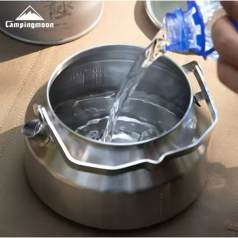 Campingmoon BKSW-1/SW-1 Camping Cookware Equipment 304 Stainless Steel Teapot Coffee Portable Picnic Outdoor Kettle