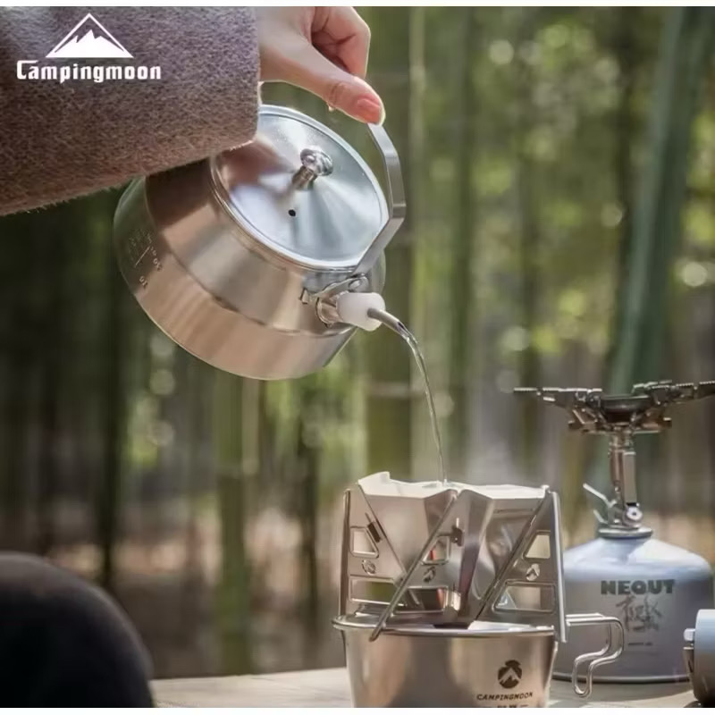 Campingmoon BKSW-1/SW-1 Camping Cookware Equipment 304 Stainless Steel Teapot Coffee Portable Picnic Outdoor Kettle