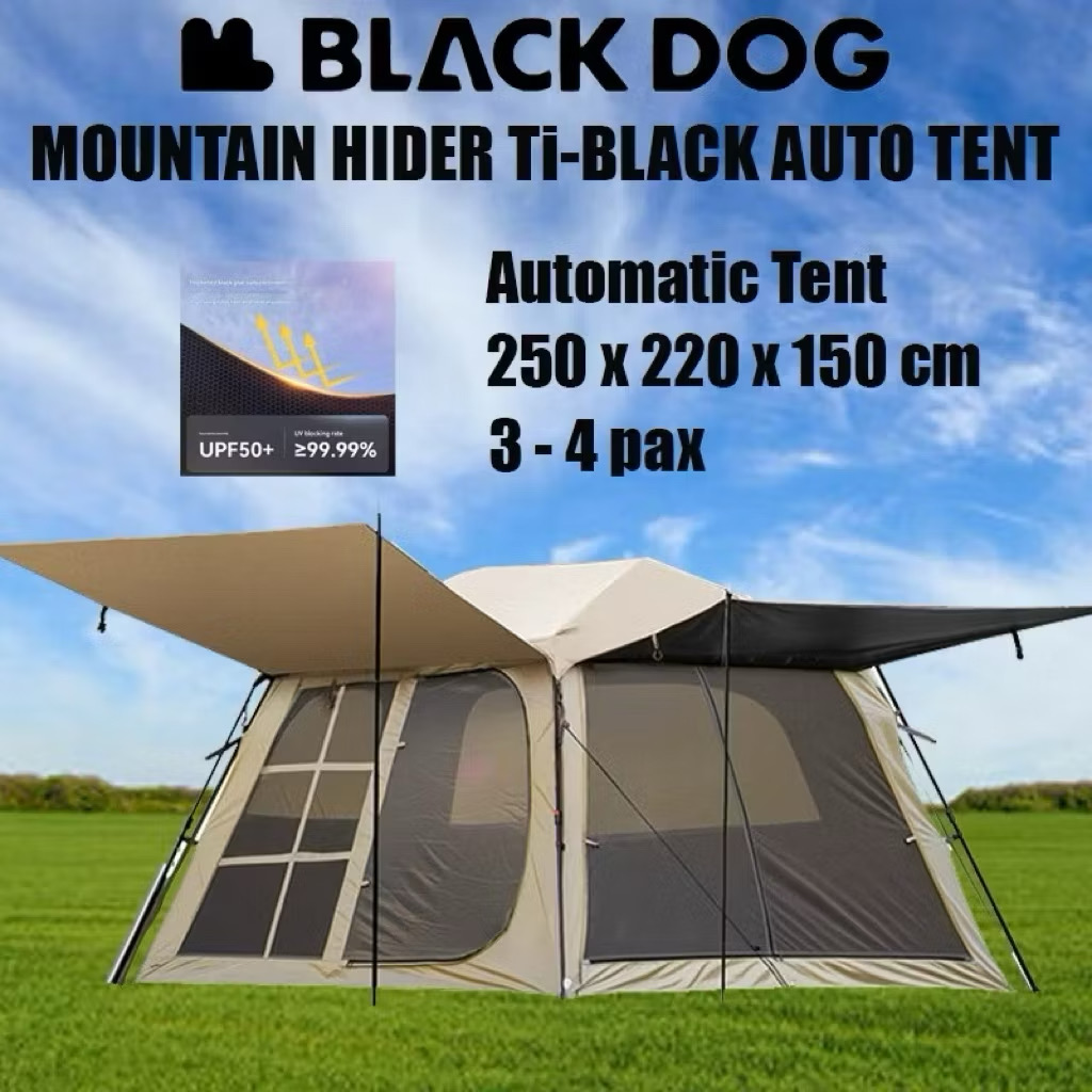 BLACKDOG Auto Tent Khaki Outdoor Camping Large Rainproof Tent Khemah Besar Mountain Hider Automatic