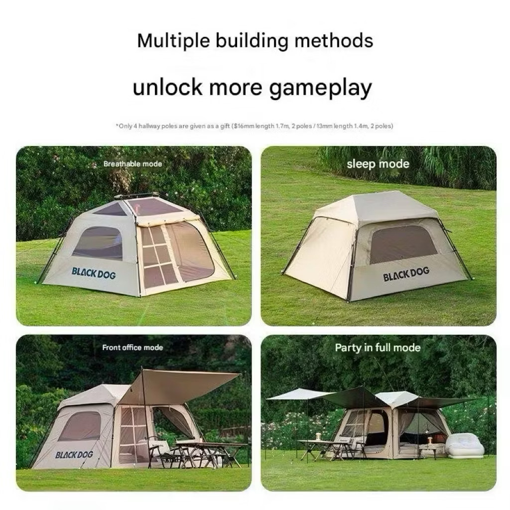 BLACKDOG Auto Tent Khaki Outdoor Camping Large Rainproof Tent Khemah Besar Mountain Hider Automatic